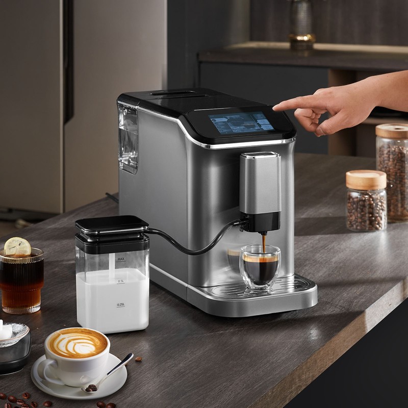 Uimoso Fully Automatic Espresso Machine Coffee Maker Auto Milk Frother & Grinder gallery