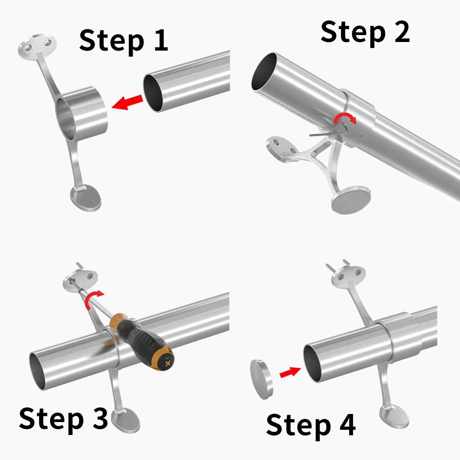 Muzata 6ft Bar Foot Rail Kit Undercounter Mount Hardware and Tubing Complete gallery