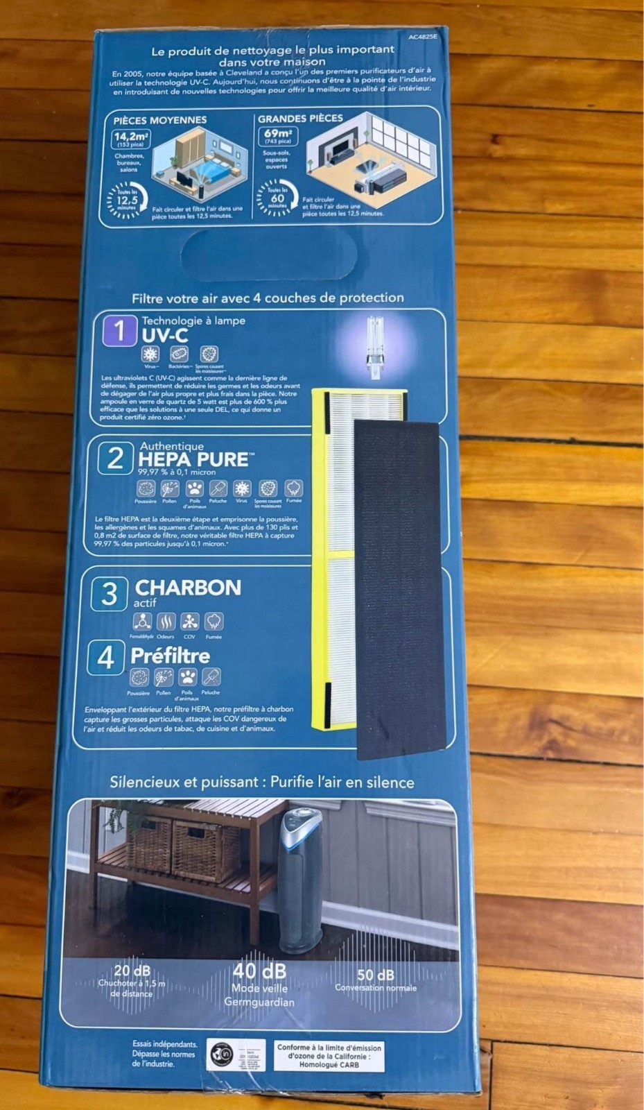 GermGuardian AC4825E Tower Air Purifier True HEPA UV-C Charcoal Quiet 153 sq ft gallery