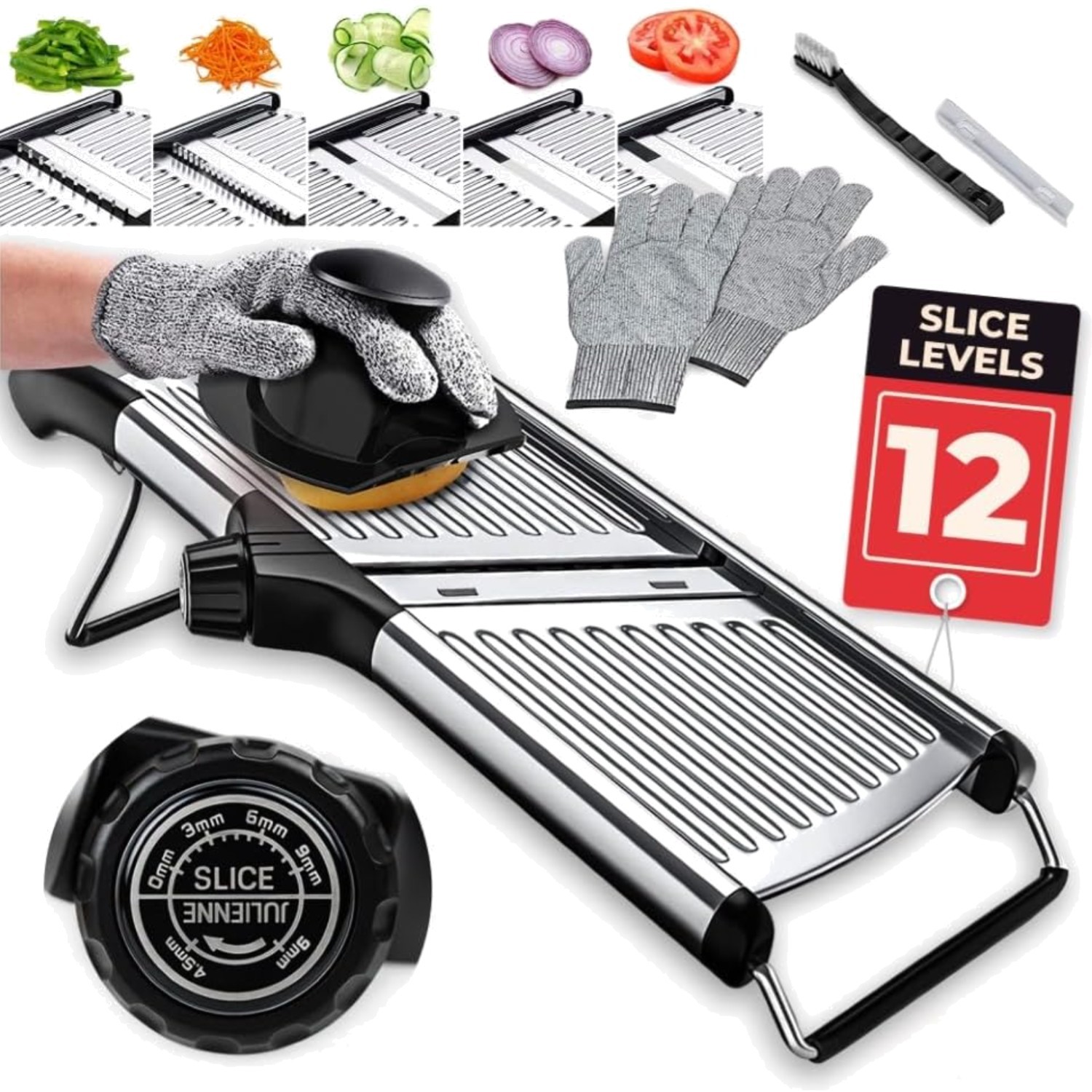Stainless Steel Mandoline Slicer - Professional Food Cutter with Non-Slip Base gallery