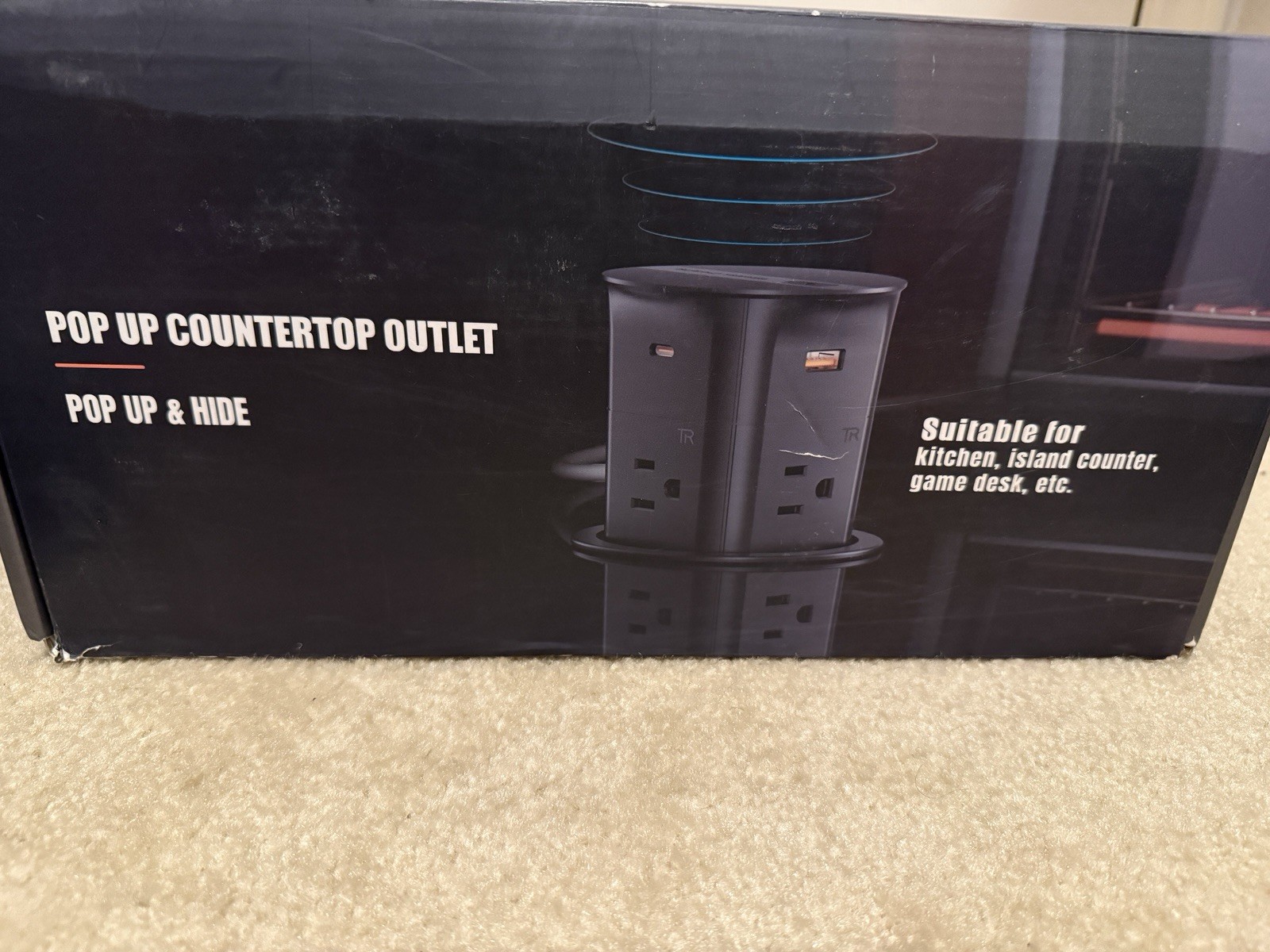 Pop Up Countertop Outlet Circular 4 Sided USB-A & -C Ports & Wireless Charging gallery