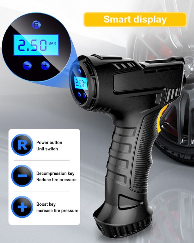 Portable Tire Inflator Air Compressor Pump 12V Rechargeable for Car Motorcycle gallery