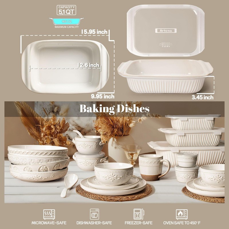 Artena 5.1 Qt Rectangular Ceramic Baking Dish with Handles & Lid gallery