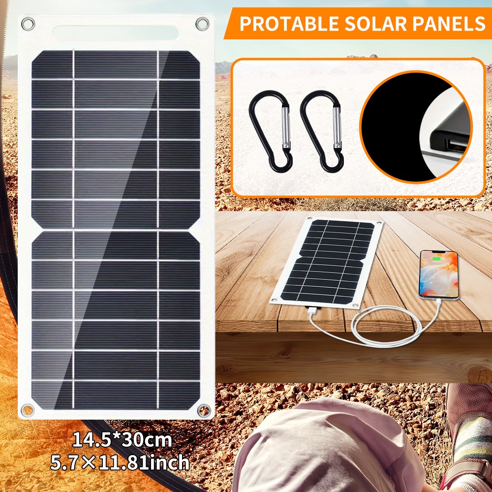 10/20W Portable USB Solar Panel Charger Power Bank for Outdoor Camp Hiking Phone gallery