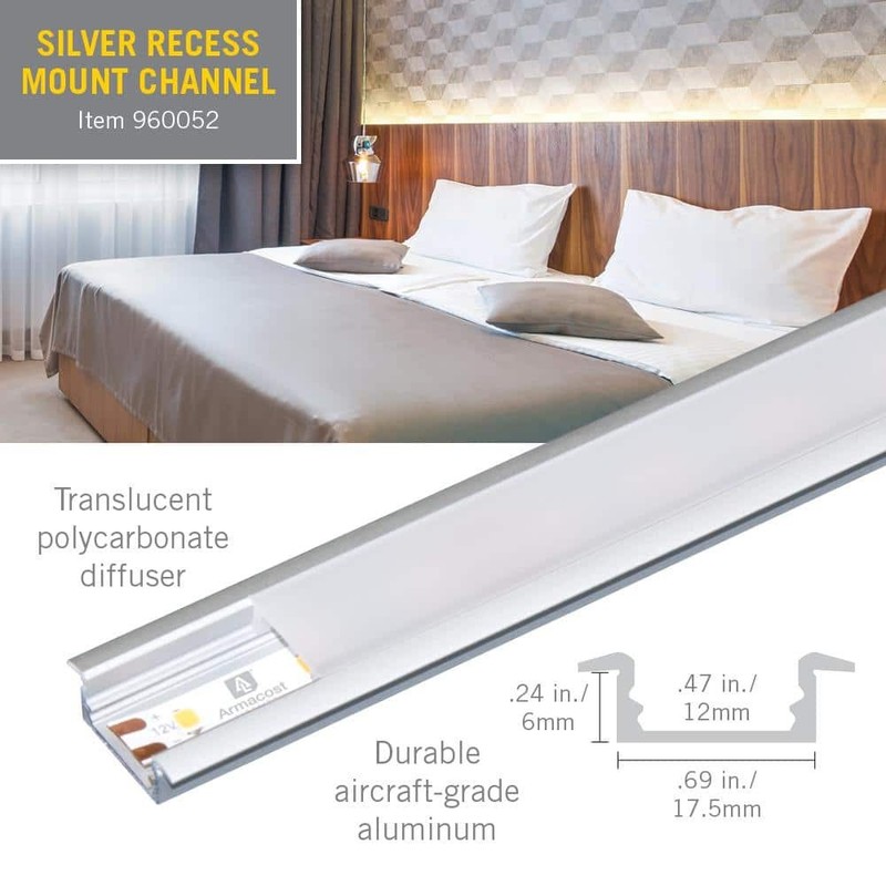 *10 PACK* RibbonFlex PRO Recess Mount LED Tape Light Channel, Silver gallery