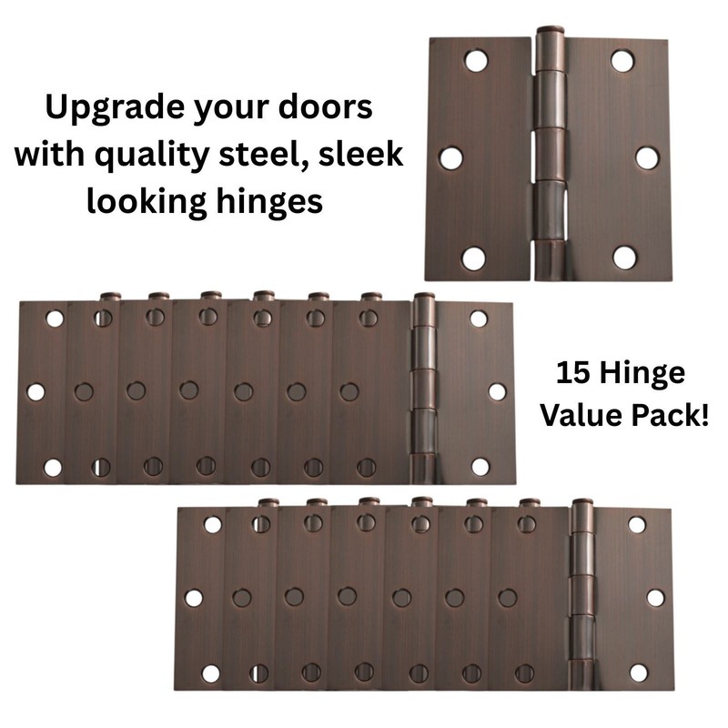 Warwick 15 Pack 3 1/2" Door Hinges Square Corner Bronze DA3013BZ gallery