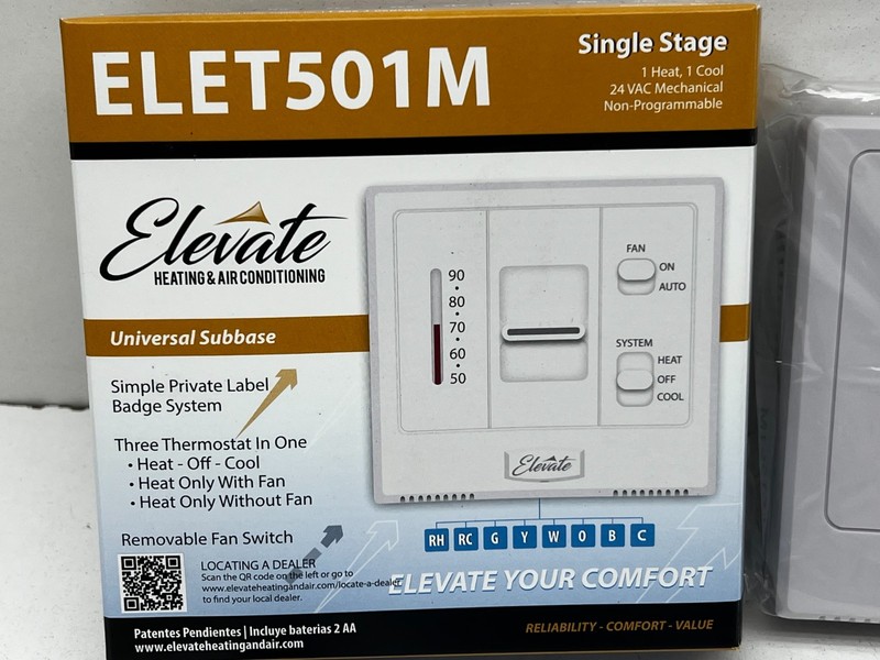 Elevate ELET501M Mechanical/Analog 24VAC Heat/Off/Cool Thermostat w/Subbase gallery