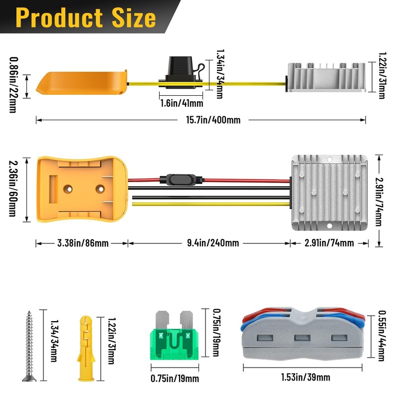 20V to 12V Step Down Converter Transformer Compatible with DeWalt 20V Battery gallery