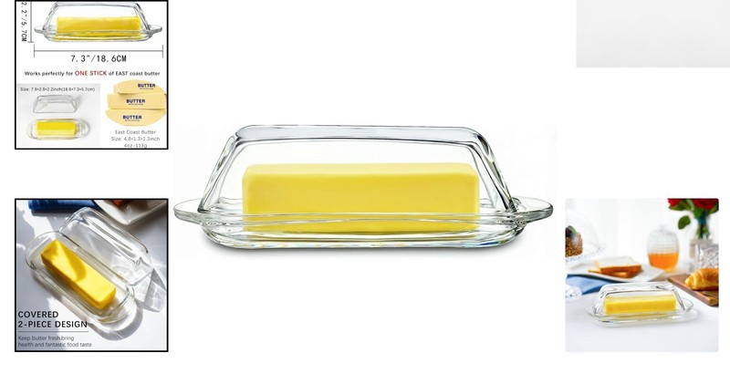 Versatile 7 Inch Crystal Butter Dish with Lid - Perfect for Gifts & Everyday Use gallery