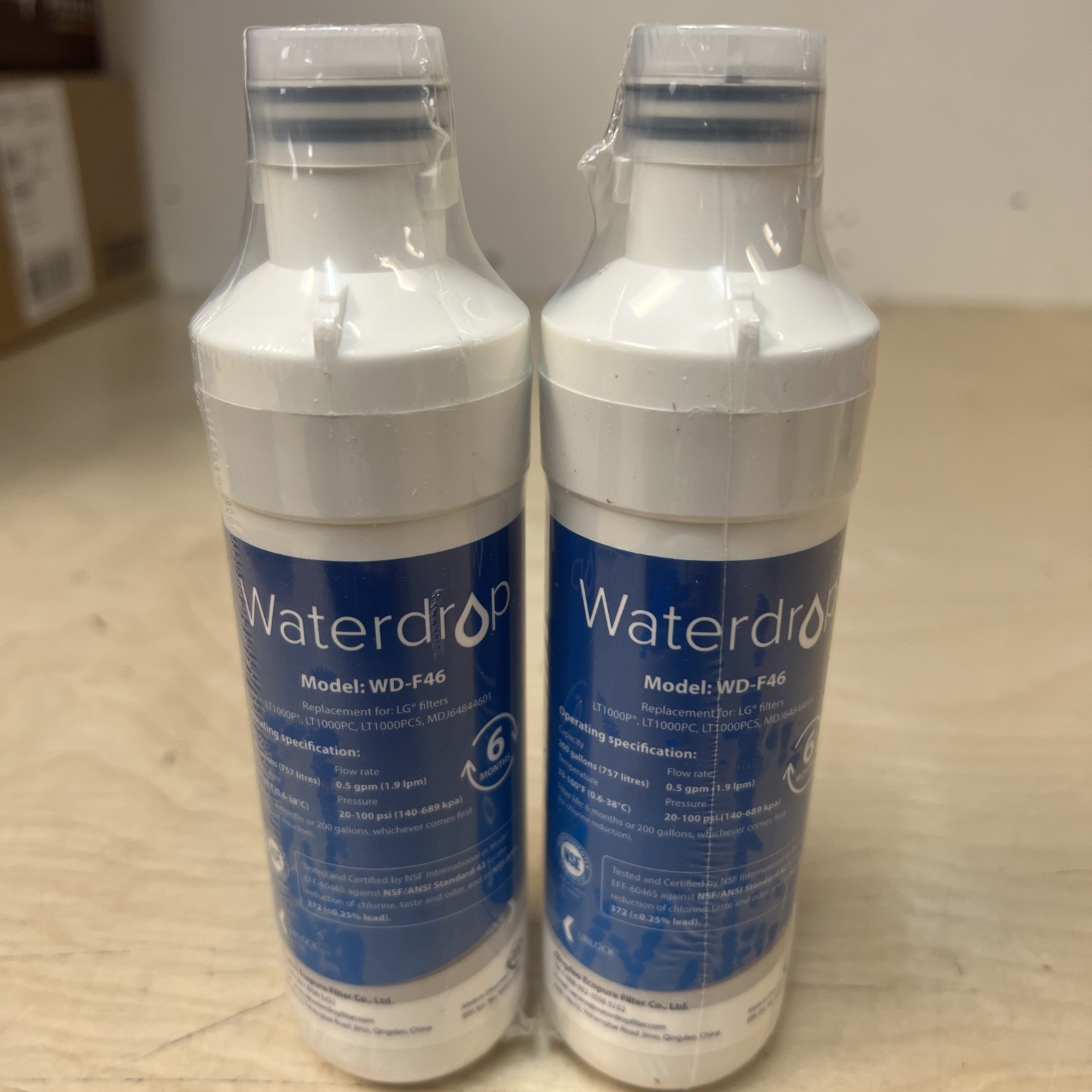 2 Pack Waterdrop Replacement Refrigerator Water Filter WD-F46 gallery