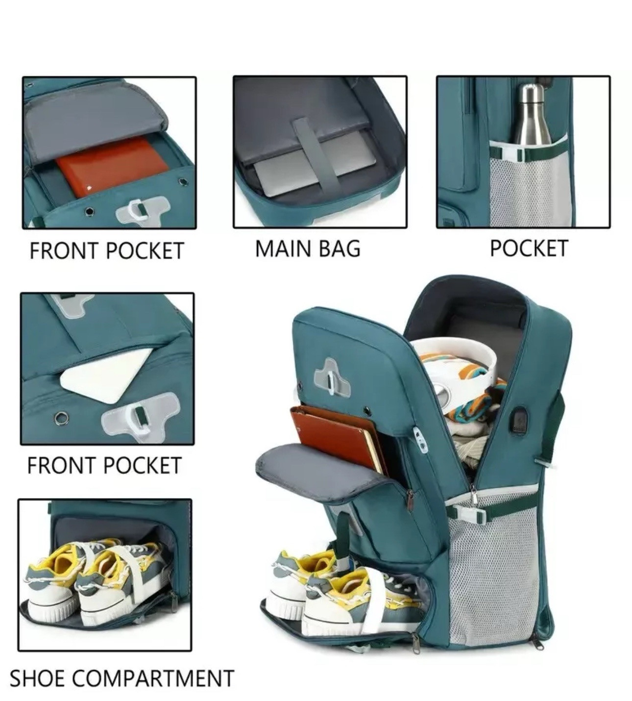 Light Blue Travel Backpack, Can Be Converted into a Shoulder Bag 4