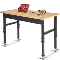 48″ Adjustable Work Bench, Workbench Heavy-Duty Work Table with Wheels