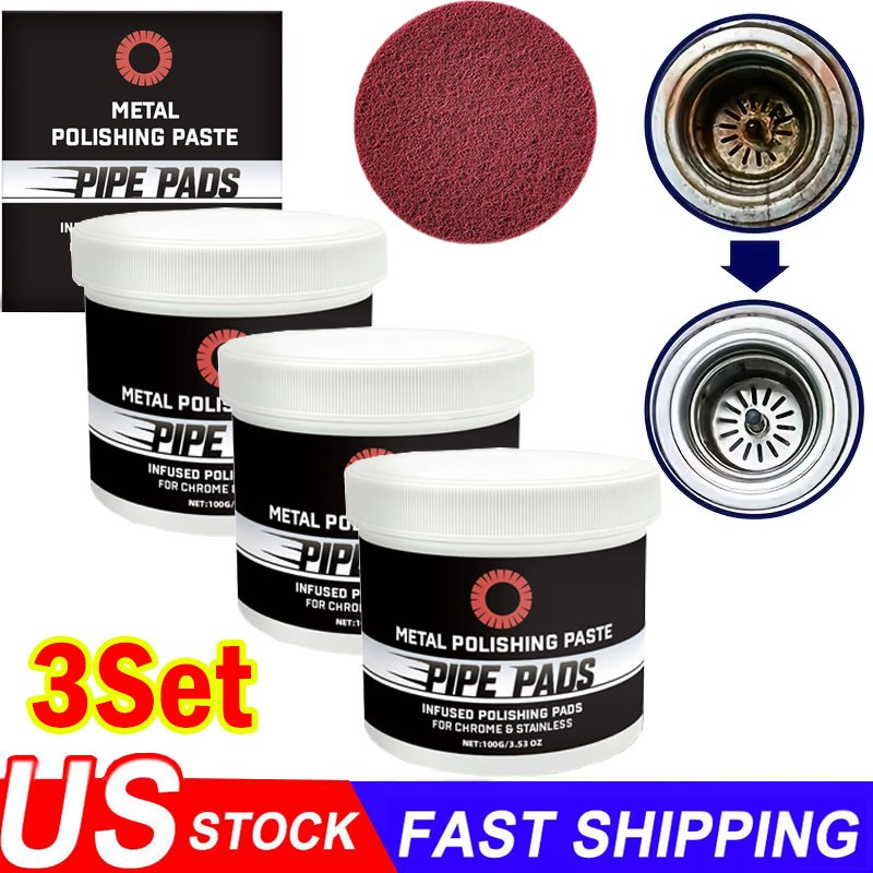 3X Metal Polish Paste Protectant Scratch Remover Pipe Infused Polishing Pads gallery