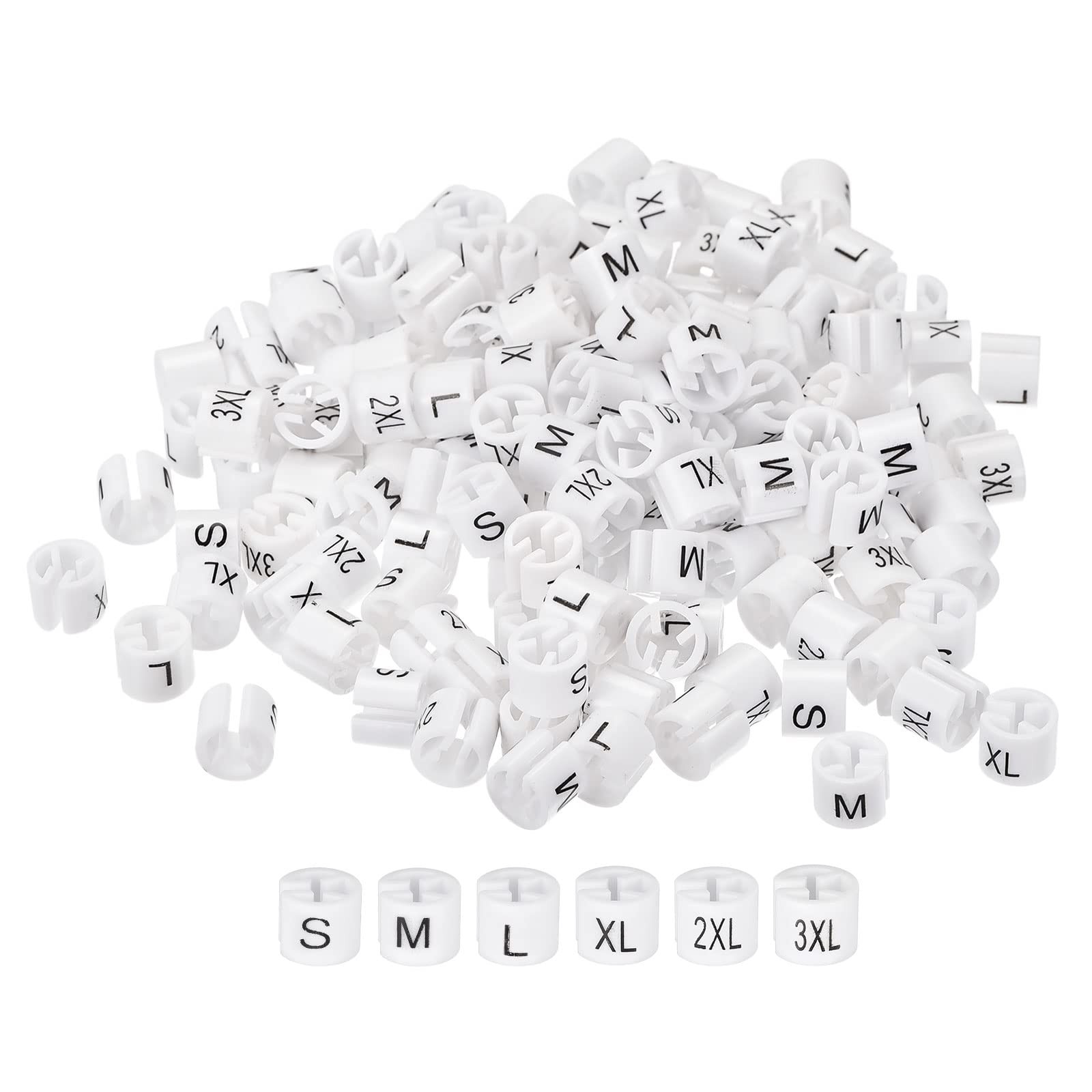 MECCANIXITY Clothes Hanger Marker S/M/L/XL/XXL/3XL Size Tag Fit 3.5mm, White gallery