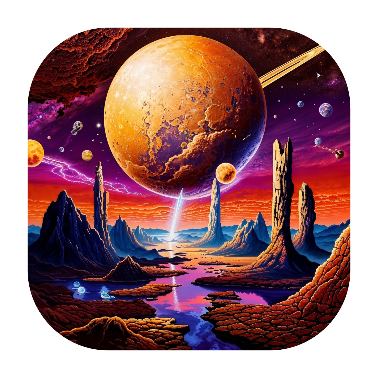 Other Worlds Glow Dark Sticker Sci-Fi Fantasy Art Space Stars Cosmos Dreams gallery