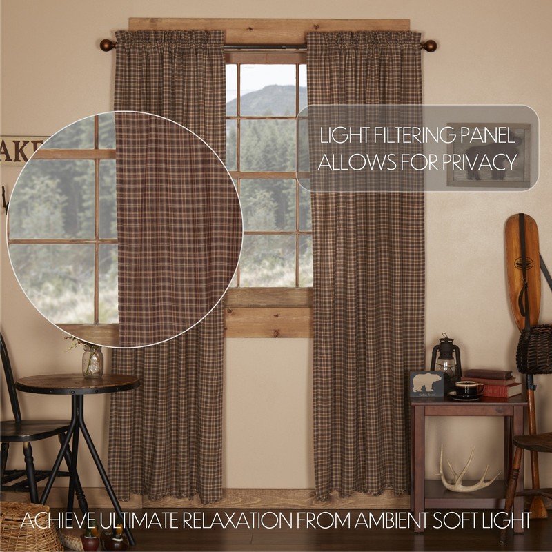 Rustic 84"x40" Panel Pair Brown Rod Pocket Prescott Window Curtains VHC Brands gallery