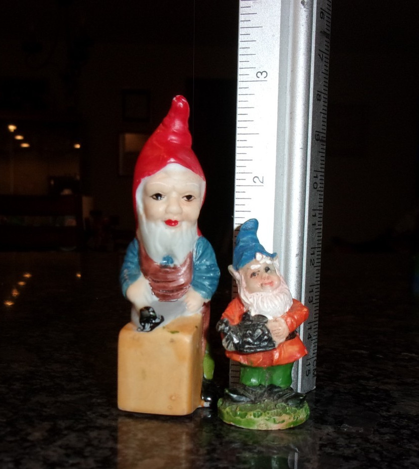 MINIATURE GNOME FIGURES - PORCELAIN/RESIN 3" x 1.5 inch - JAPAN - SIGNED gallery