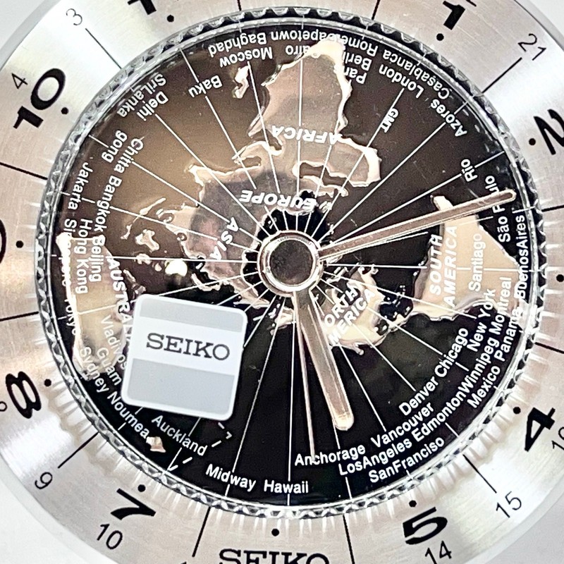 Seiko World Time Globe Desk Table Clock Silver-Tone QHG106S New gallery