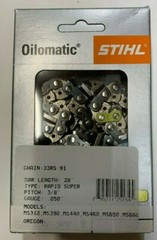 33RS 91 STIHL CHAINSAW FULL CHISEL CHAIN 28 IN BAR 3/8 BLADE .50GAUGE AGRESSIVE