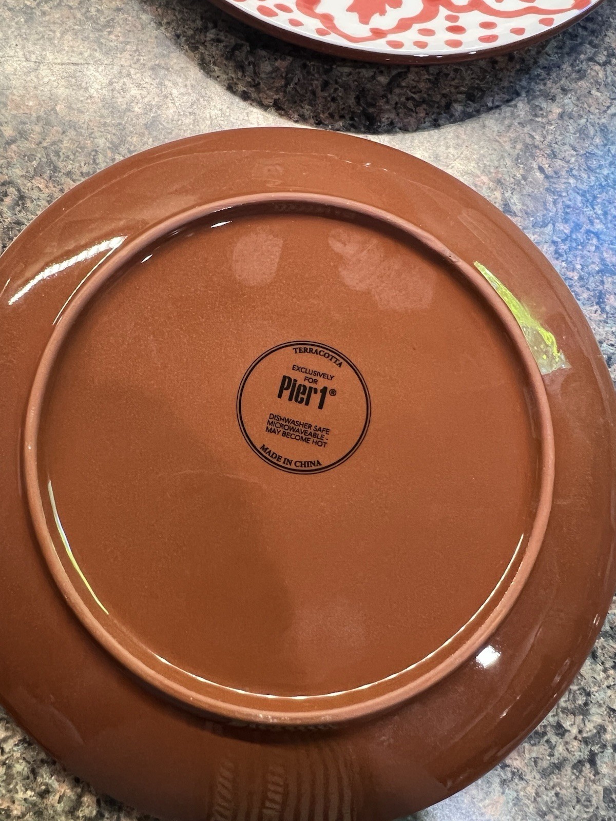 Pier 1 Terracotta Salad Plates Set 4 Aqua Blue Coral Red gallery