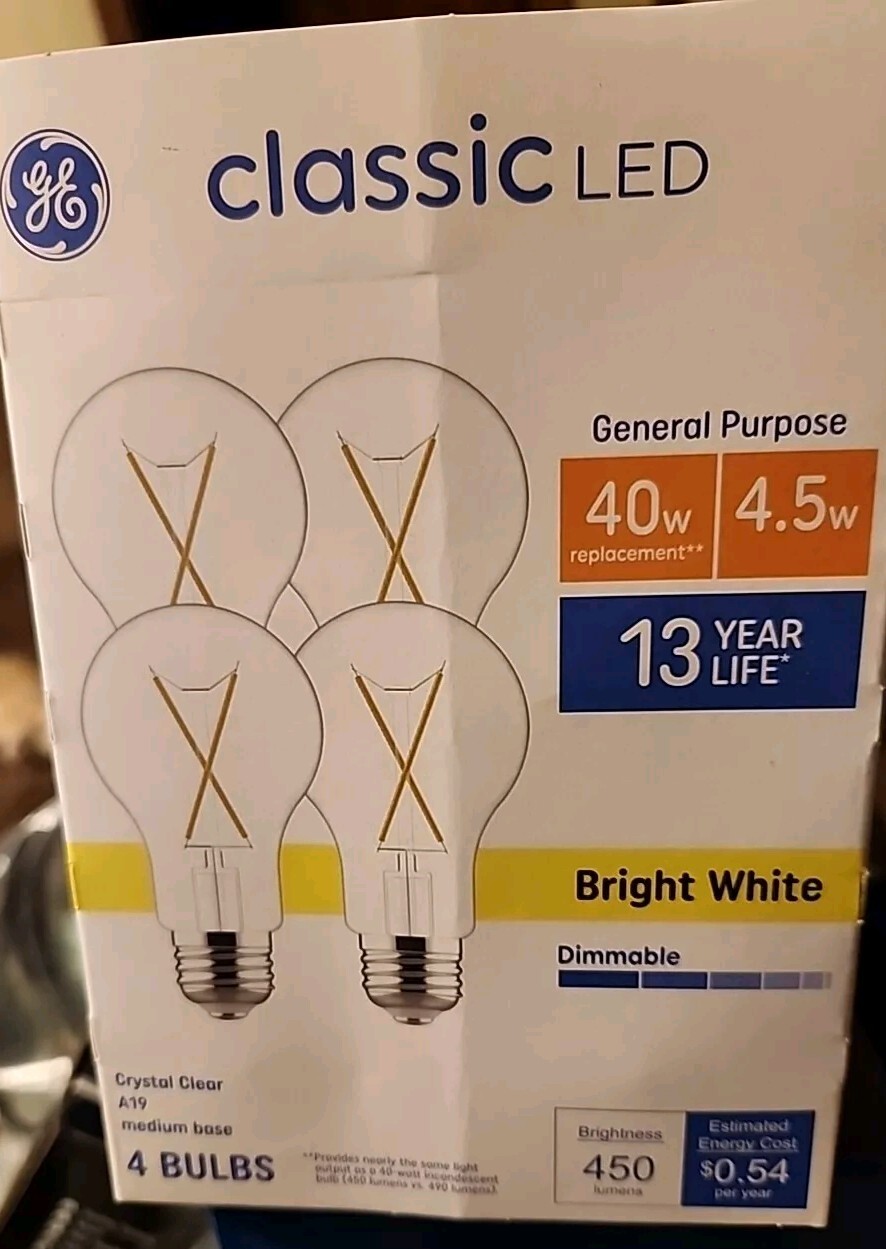 GE Classic LED 40 Watt Replacement Bright White (4 Pack) A19 4.5 W 3500K gallery