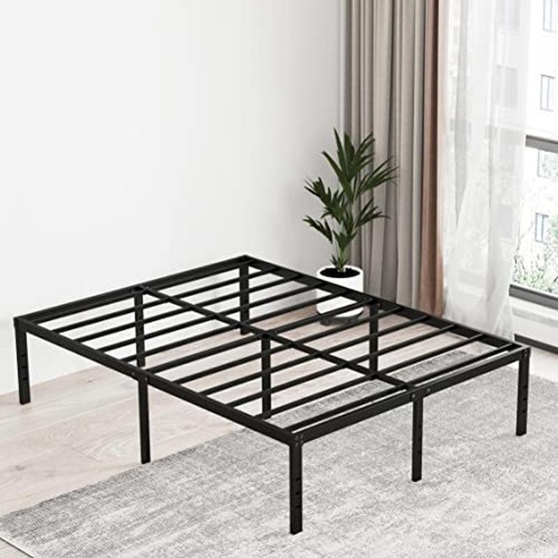 Queen Metal Platform Bed Frame 18"High Polished Fade/Squeak Resistant W/ Storage gallery