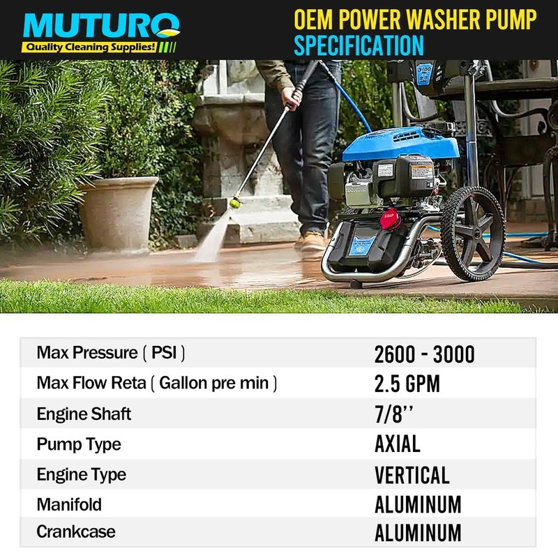 MUTURQ Vertical Pressure Washer Pump 7/8" Shaft, 3000 PSI, 2.5 GPM Replacemen... gallery