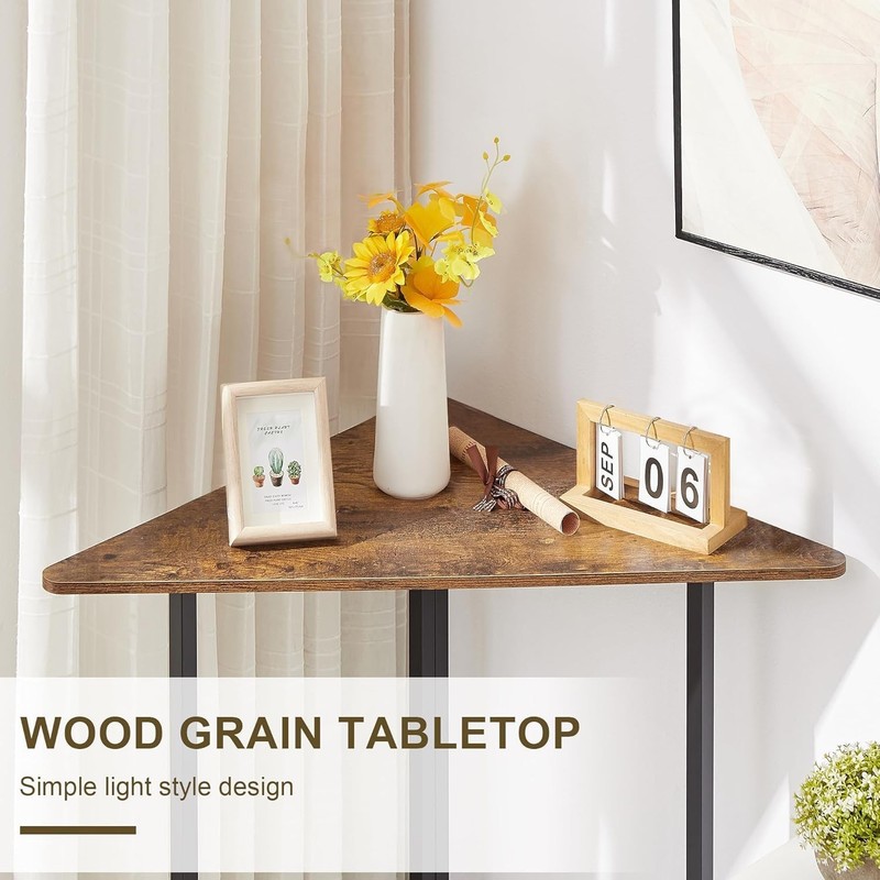 Corner Shelf, End Side Tables, Triangle Shelves with Metal Frame for Small gallery