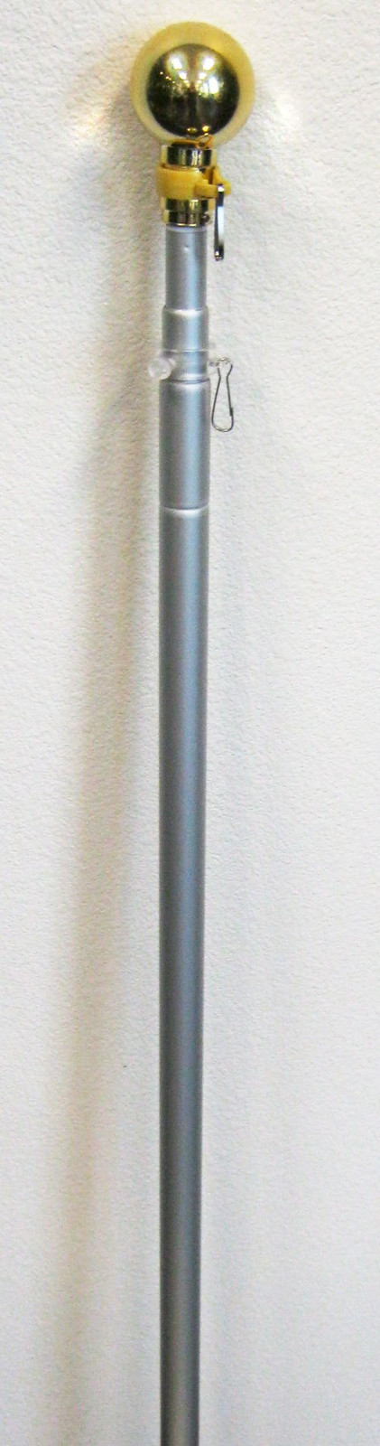 8ft Silver Aluminum Flag Pole Only (Ball Top) - Perfect for Office Indoor Use gallery