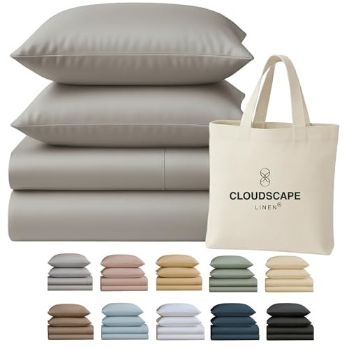 Cloud Scape Linen 400 Thread Count Size Sheets Set - 100% Egyptian King Silver gallery