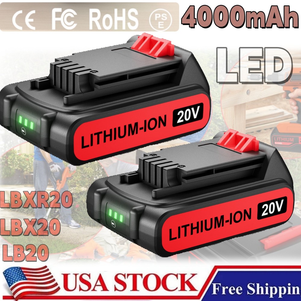 2Pack 4.0Ah Battery FOR Black & Decker 20V MAX Lithium LB2X4020 LBX20 LBXR20