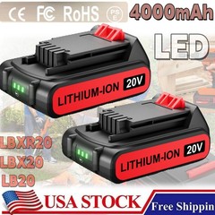 2Pack 4.0Ah Battery FOR Black & Decker 20V MAX Lithium LB2X4020 LBX20 LBXR20