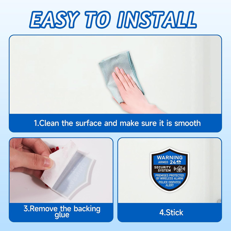 3PCS Security Alarm System Sign for Home, Self-Adhesive Weatherproof Small 24 Ho gallery