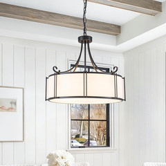 4-Light Black Drum Chandelier for Dining Room & Living Spaces