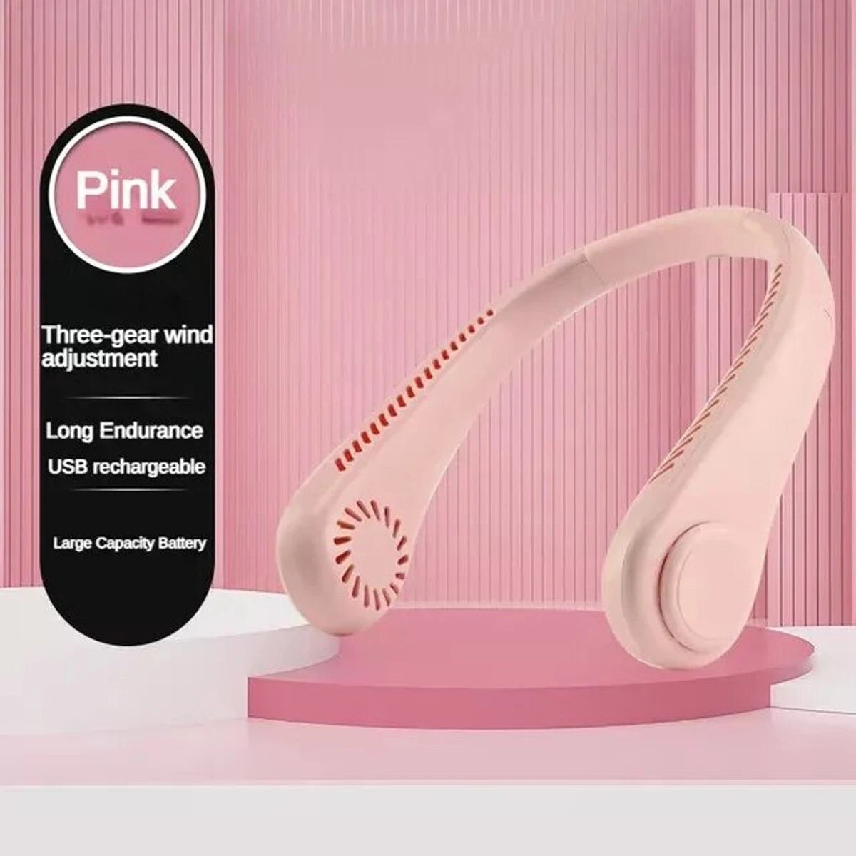 Portable USB Rechargeable Neckband Lazy Neck Hanging Dual Cooling Mini Fan USA gallery