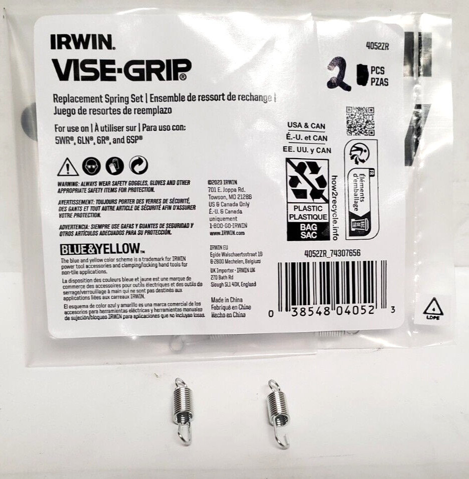 IRWIN VISE GRIP REPLACEMENT SPRINGS FOR 5"/6" VISE GRIPS #4052ZR LOT OF 2 gallery