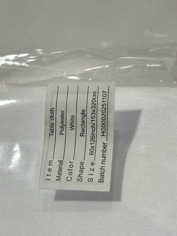 White Polyester Solid Rectangular Tablecloth 60 x 126 in for Kitchen Dining gallery
