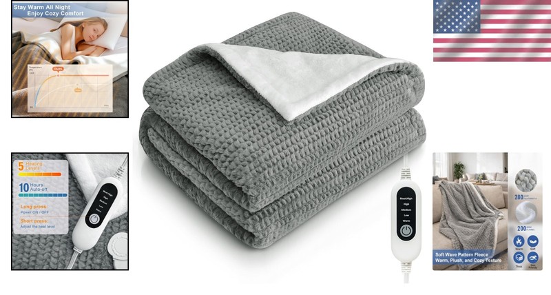 Electric Heated Blanket Throw with 5 Heat Settings 50x60 Soft Flannel Warm gallery