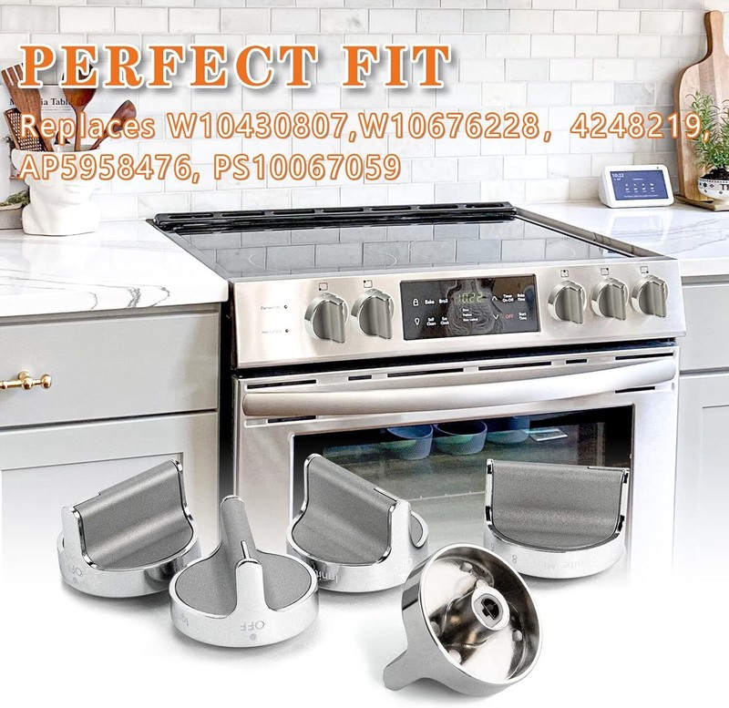 W10594481 Stove Knobs for Whirlpool WCG97US0DS00 WCG97US6DS00 WCG51US6DB00 gallery