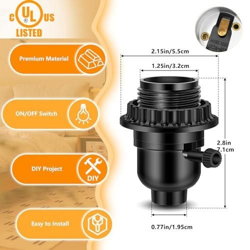 UL Listed E26 Light Socket, Threaded Lamp Socket Replacement with On/Off Switch gallery