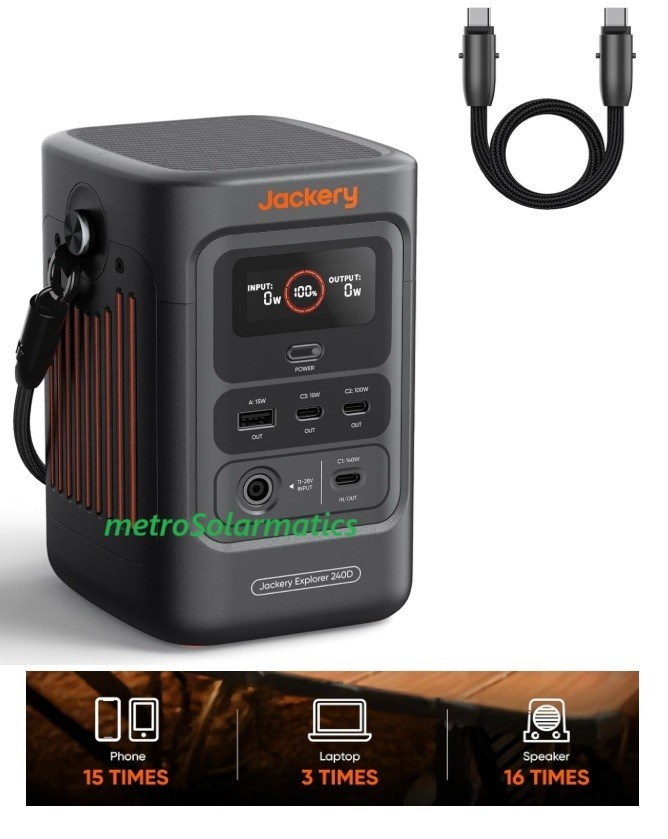 JACKERY EXPLORER 240D, 256Wh Power Bank 200W DC output, 4 USB Ports gallery