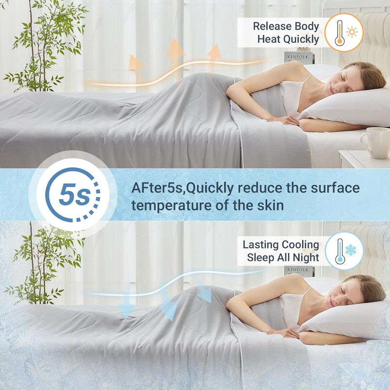 Queen Size Cooling Comforter Blanket Breathable Lightweight Summer Bedding Gray gallery