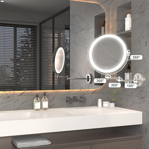 10-Inch Wall Mounted Makeup Mirror with Magnification, 10"L x 10"W Nickel gallery