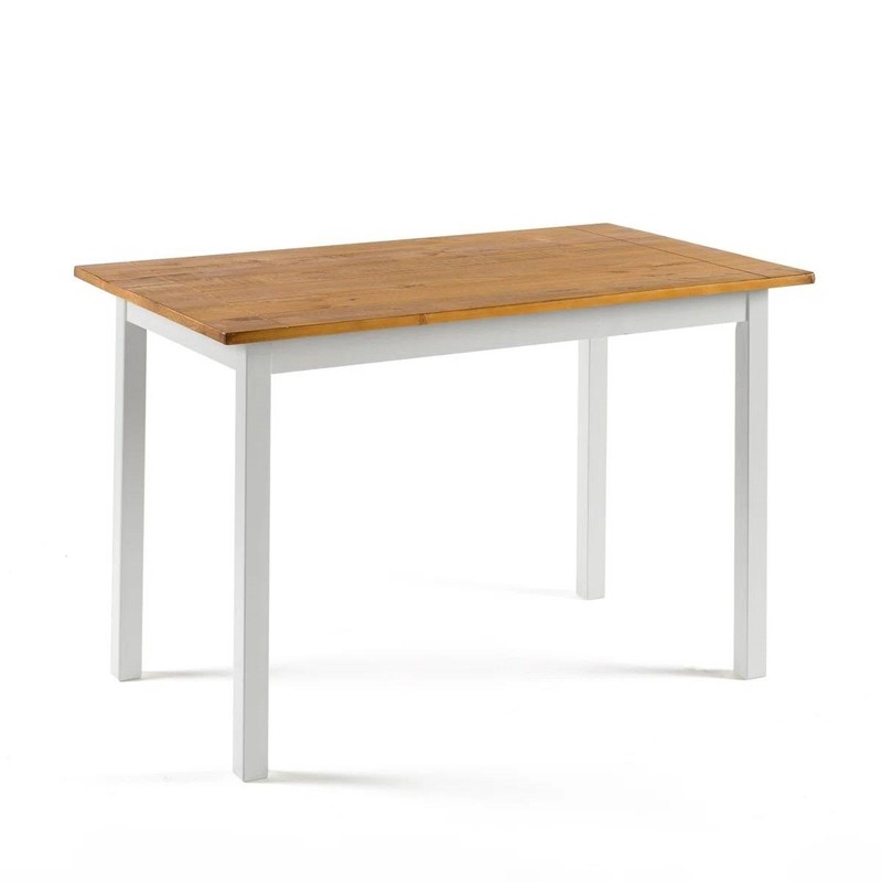 Solid Pine Farmhouse Dining Table White Legs Natural Wood 45x28in gallery