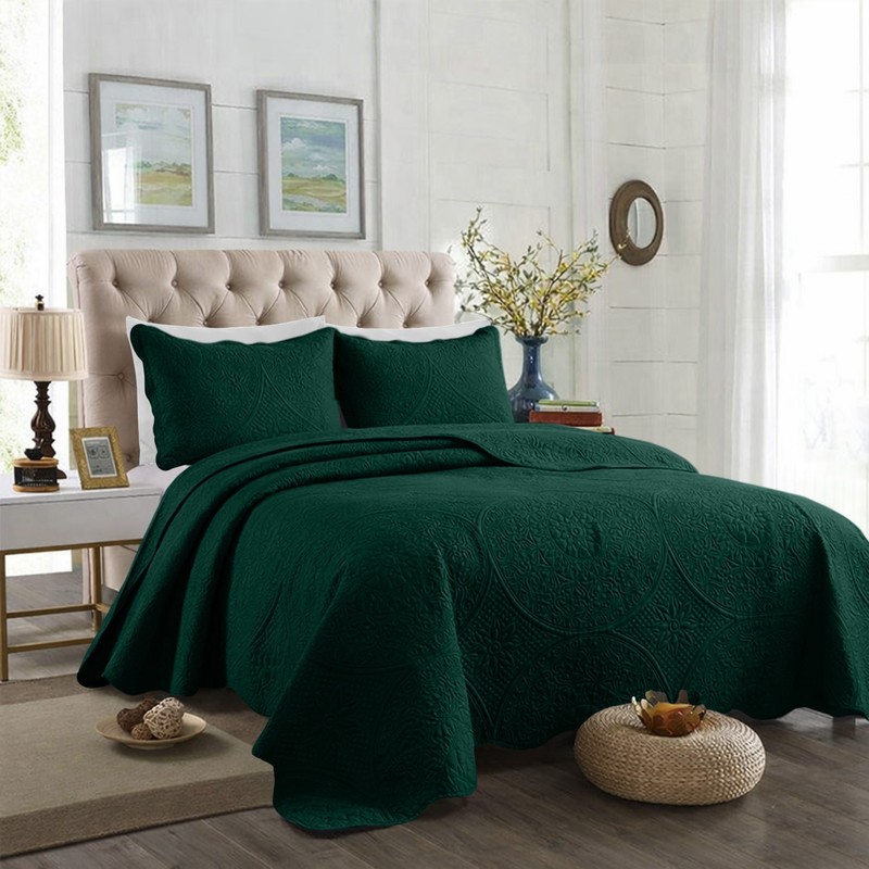 Light Weight Quilt Bedding Set Luxury Floral Quilted Bedspread with Pillow Shams gallery