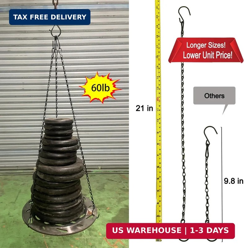 Chain for Hanging Plants, Adjustable Hanging Chain with Hooks, 21 Inch, Black - gallery