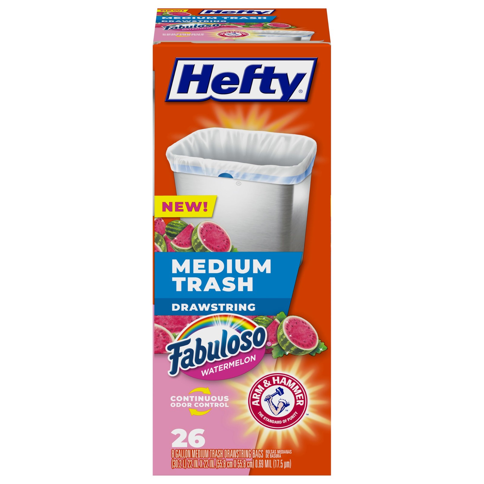 Hefty Medium Trash Bags, 8 Gallon, Fabuloso 1 Count (Pack of 26), White gallery