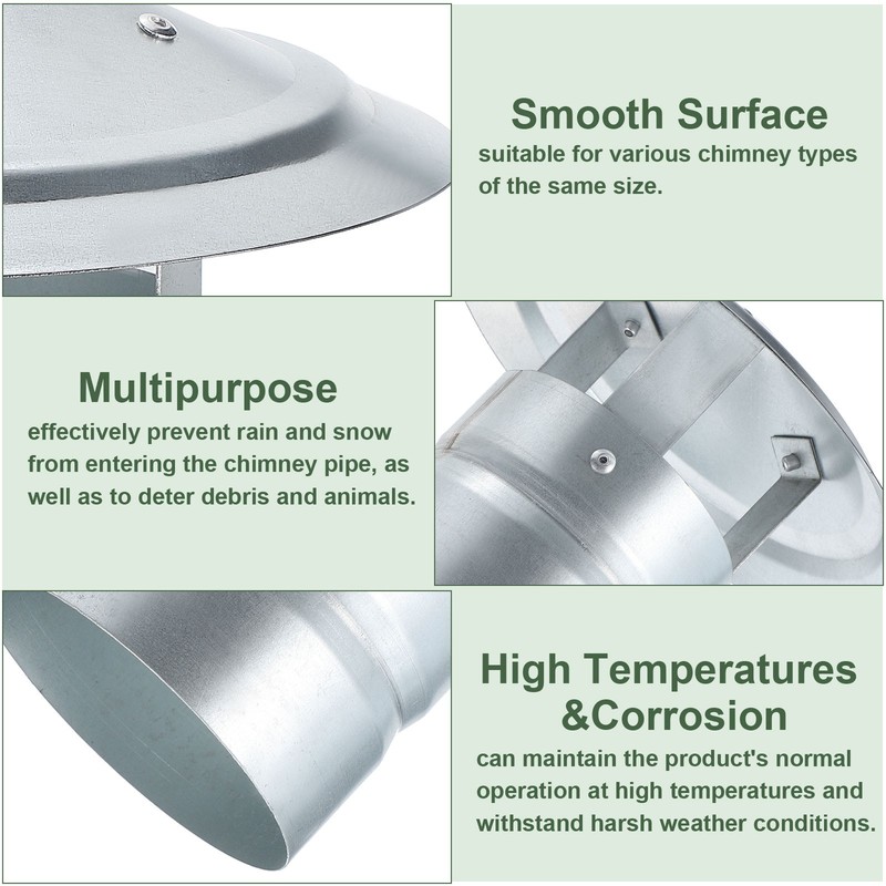 1 Pcs 4-Inch Round Chimney Cap, Galvanized Iron Cone Top Chimney Cap (L 6.69In) gallery