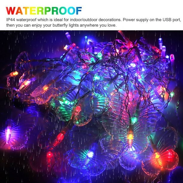 Butterfly Curtain Lights, EEEkit 8 Modes Fairy Lights String with Remote, IP44 W gallery
