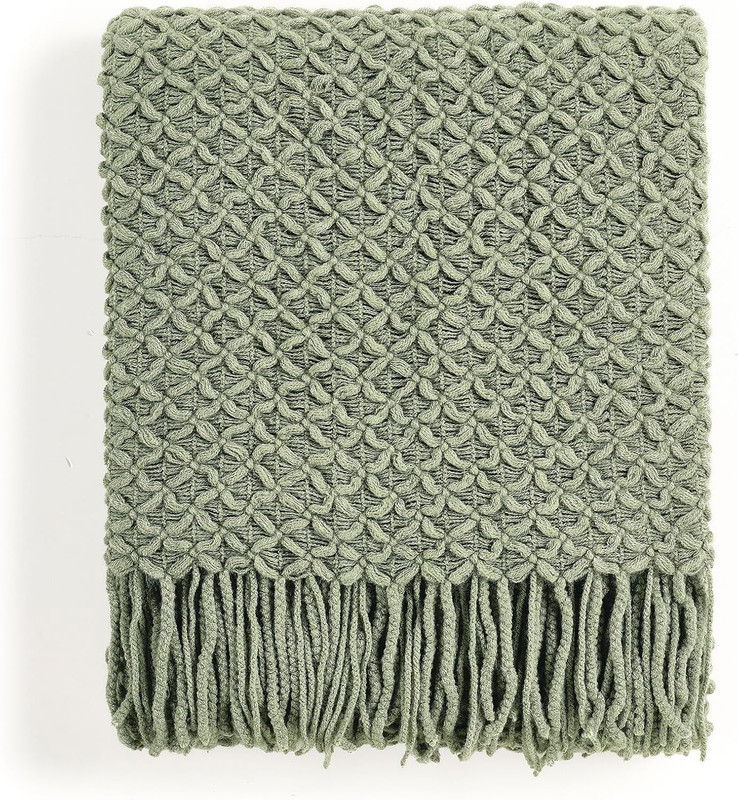Farmhouse Boho Knitted Throw Blanket for Couch Sofa Chair Bed Home Decoration, S gallery